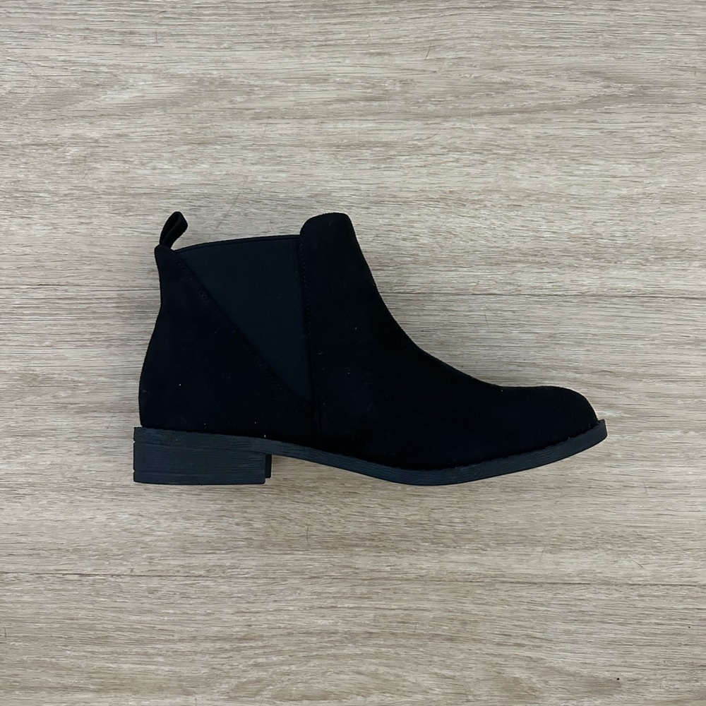 Black, Faux Suede Chelsea Boots